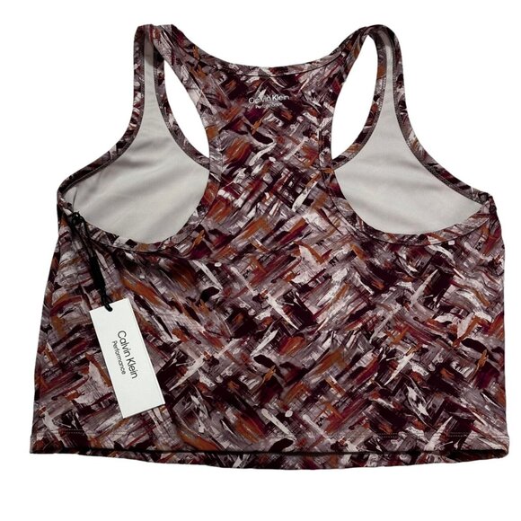 Calvin Klein Womens Size L Performance Print Racerback Cropped Tank Top NWT - Picture 2 of 7
